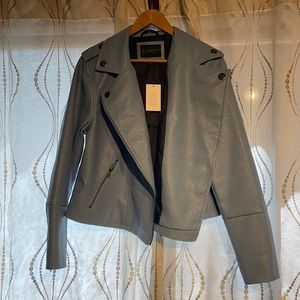 ELOQUII Light Blue Moto Jacket